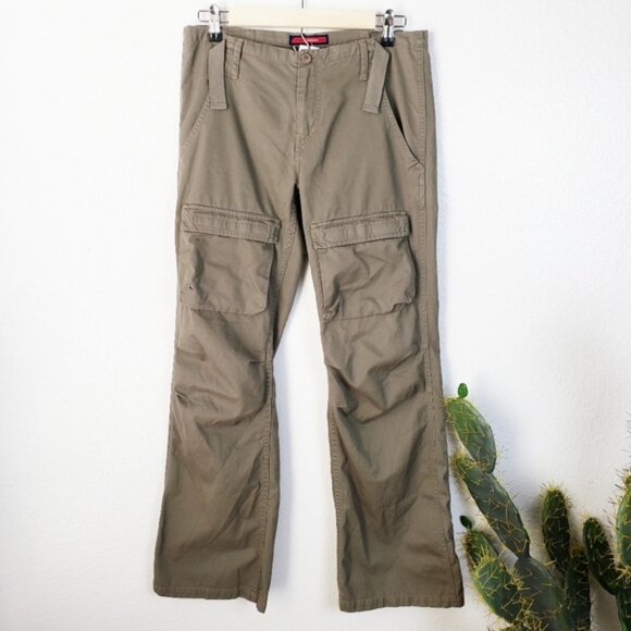 Vintage BCBGMAXAZRIA Y2K Cargo Pants Army Green Utility size 6 - Picture 1 of 14